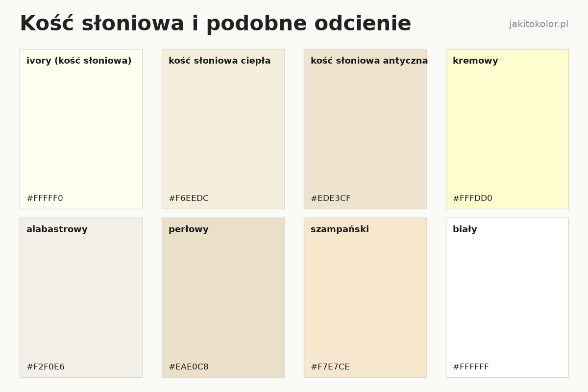 Kość słoniowa i podobne odcienie: nazwy i kody HEX